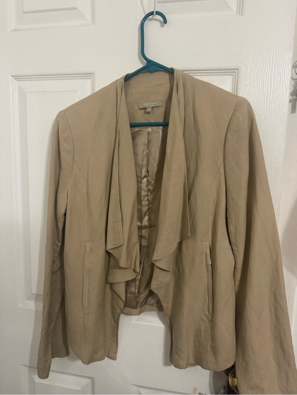 Drape Front Women's Jacket in Beige